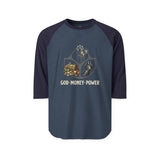 Raglan Shirt - 'God • Money • Power' Vintage Graphic Baseball Tee