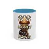 Coffee Mug — "God Money Power" Crown & Gauntlet Accent Ceramic Mug (11/15oz)