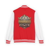 Letterman Jacket — 'God Money Power' Retro Crest Varsity Jacket