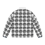 Monogram Pattern Puffer Jacket — Black & White All-Over Print