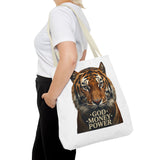 Tiger 'God Money Power' Tote Bag — Bold Wildlife Statement Bag