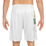 God Money Power Basketball Shorts — White Motivational AOP Athletic Shorts