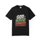 God Money Power Graphic T-Shirt — Bold Retro Faith & Hustle Tee