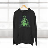 Religious Graphic Hoodie — 'God Money Power' Green Icon Print