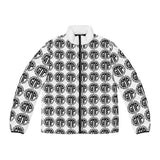 Monogram Pattern Puffer Jacket — Black & White All-Over Print