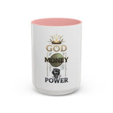 God Money Power Accent Coffee Mug — Inspirational Faith & Wealth Design (11/15 oz)