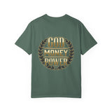 God Money Power T-Shirt — Bold Gold Laurel Graphic Tee