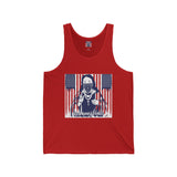 Patriotic Bandana Priest Tank Top — American Flag Graphic “Madonna of Mercy”