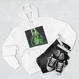 Religious Graphic Hoodie — 'God Money Power' Green Icon Print