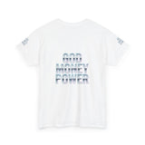 God Money Power Graphic Tee — Blue Anime Design
