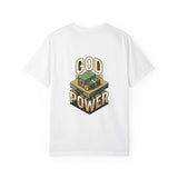 God Power T-Shirt — Faith Graphic Tee with Vintage Tank Illustration