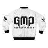 GMP 'God Money Power' Bomber Jacket — Bold White Logo Streetwear