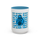 God Money Power Accent Coffee Mug — Blue Graphic 11/15oz