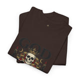 Graphic Tee — "God Money Power" Skull Design