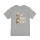 GVP 'God Money Power' Graphic Tee – Gold Lettering Christian Streetwear