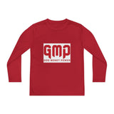 God Money Power (GMP) Youth Long Sleeve Tee — Red Logo Athletic Shirt
