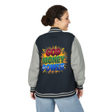 Letterman Jacket — "God Money Power" Retro Graphic Varsity Jacket