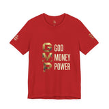 GVP 'God Money Power' Graphic Tee – Gold Lettering Christian Streetwear