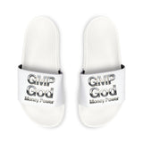 Men's Slide Sandals — 'GIMP God' Silver Logo Removable Strap Slides