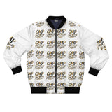Gold Script Logo Bomber Jacket — 'GMP' All-Over Print