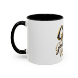 Accent Coffee Mug — "GMP God Money Power" Gold Script Mug (11/15oz)