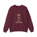Crewneck Sweatshirt — "God Money Power" Crown & Coin Graphic