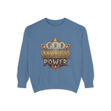 God Money Power Sweatshirt - Vintage Crest Graphic Crewneck
