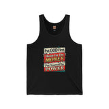Inspirational Faith Tank Top — "Put GOD First, Hustle For The MONEY, Put Yourself In POWER"