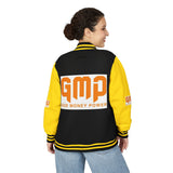 Letterman Jacket — "GMP (God Money Power)" Red & White Varsity Jacket
