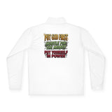 Quarter-Zip Pullover — “Put God First, Hustle for the Money, Buy Yourself in Power” Christian Graphic
