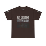 Inspirational Faith Tee — "Put God First, Hustle for the Money, Put Yourself in Power"