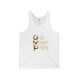 GVP Gold Text Tank — "God Money Power" Graphic Tank Top