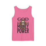 God Money Power- Skull Tank Top — Edgy Graphic Streetwear