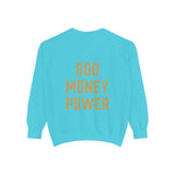 Sweatshirt — 'God Money Power' Crown & Fist Graphic Crewneck