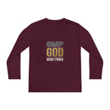 Youth Long Sleeve Tee — GMP GOD Money Power Graphic