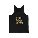 GVP Gold Text Tank — "God Money Power" Graphic Tank Top