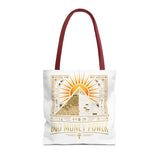 Egyptian Pyramid Tote Bag — "God Money Power" Sun & Ankh Graphic