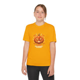 Youth Halloween Pumpkin Competitor Tee —“God Money Power” Jack-O'-Lantern Gaming Shirt