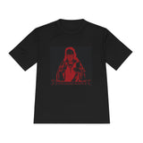 Red Prayer Graphic Tee — Retro Gothic Nun Illustration Moisture-Wicking Shirt