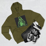 Religious Graphic Hoodie — 'God Money Power' Green Icon Print