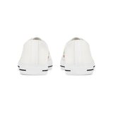 Men's Low Top Sneakers — 'God Money Power' Minimal White Canvas Shoes