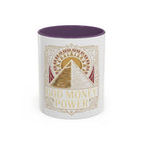 God Money Power Pyramid Accent Coffee Mug — Inspirational Wealth & Faith Ceramic Mug