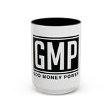 GMP 'God Money Power' Accent Coffee Mug – Bold Black Logo 11/15oz