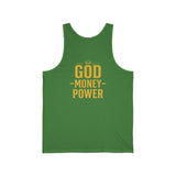 GMP (God Money Power) Gold Logo Tank Top — Faith-Inspired Motivational Graphic Tank