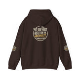 Money Vibes Hoodie — Gold Script Graphic Hooded Sweatshirt