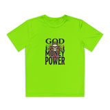 Youth Graphic Tee — "God Money Power" Skull Design