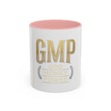 GMP Gold Accent Coffee Mug – "God Money Power" Inspirational Ceramic Cup