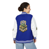 God Power Letterman Jacket — Retro Faith Varsity Coat