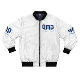 GMP "God Money Power" Bomber Jacket — White Graphic Streetwear Jacket