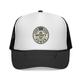 God, Money, Power Trucker Cap — Vintage Coin Logo Mesh Hat